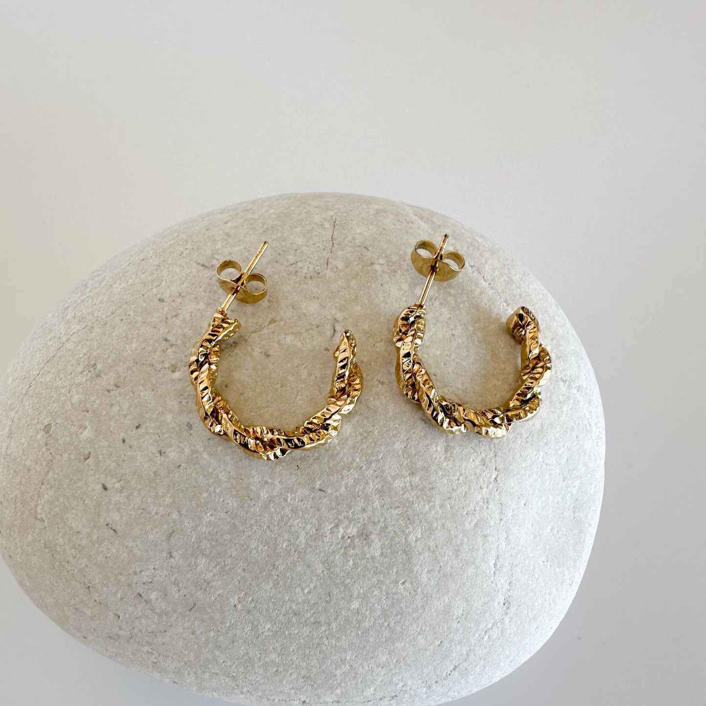 Twisted Hoop Earrings in Gold