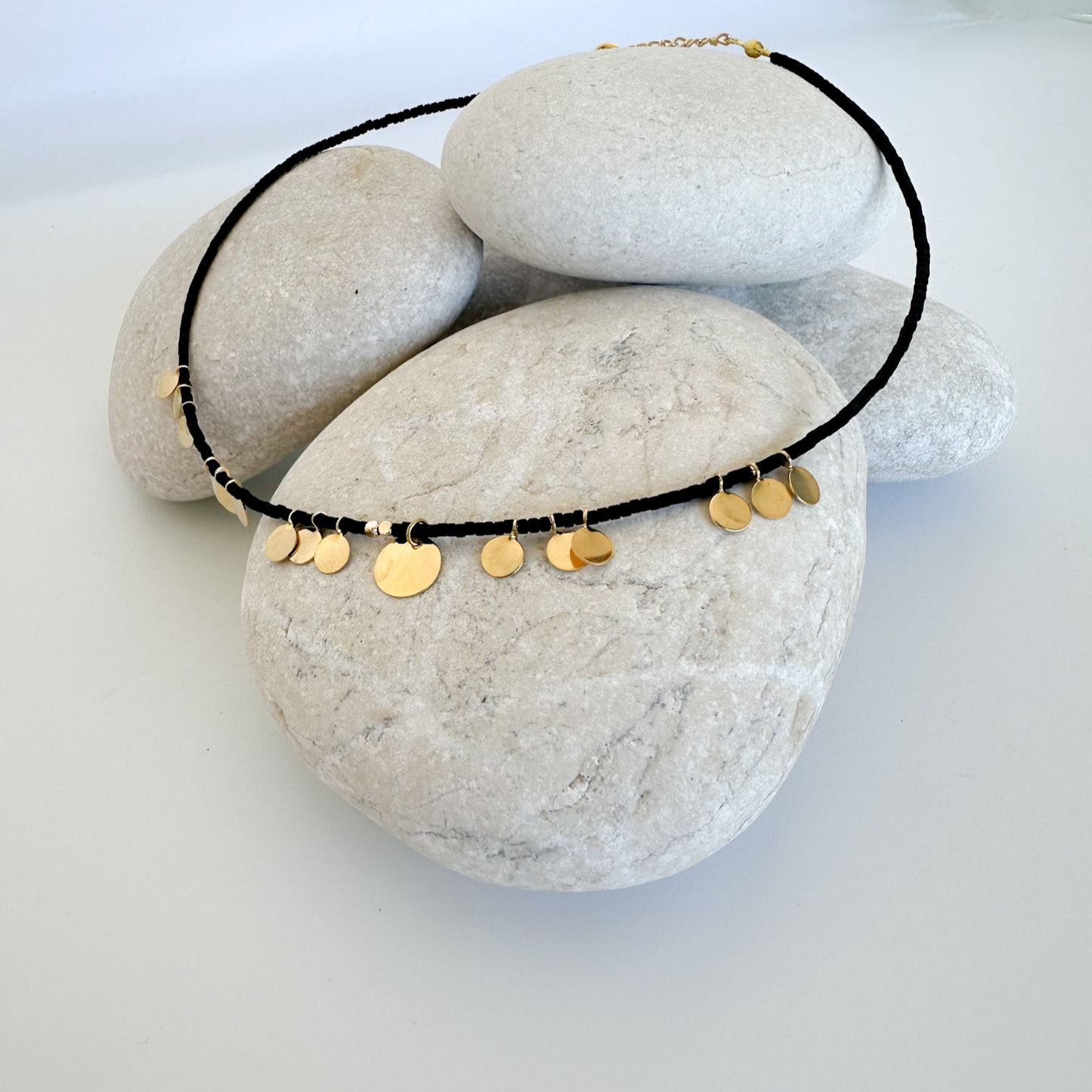 Beaded Necklace with Gold Charms