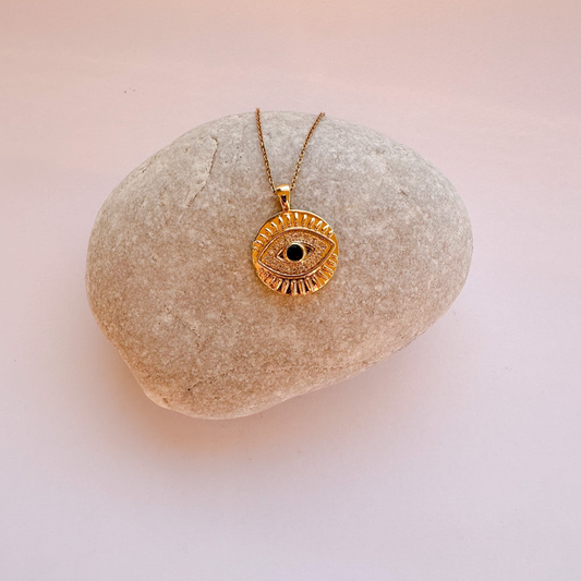 Necklace with Round Eye Charm and Zircon