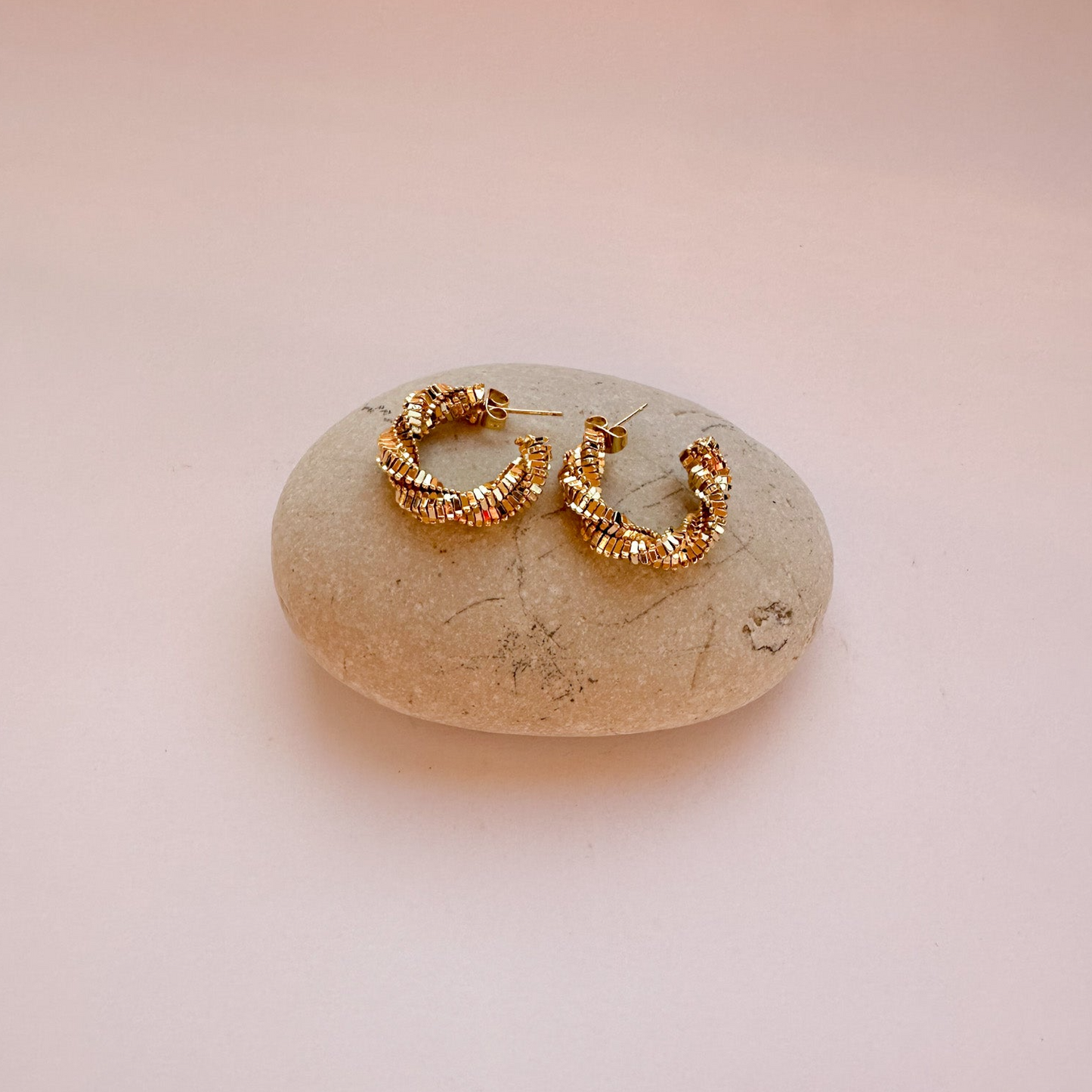 Twisted Chunky Gold Hoop Earrings