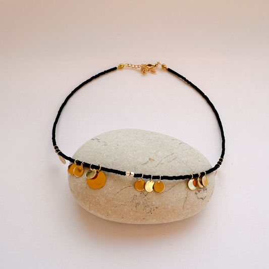 Beaded Necklace with Gold Charms