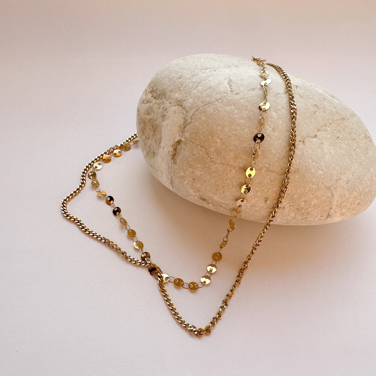 Double Chain Necklace in Gold and Silver