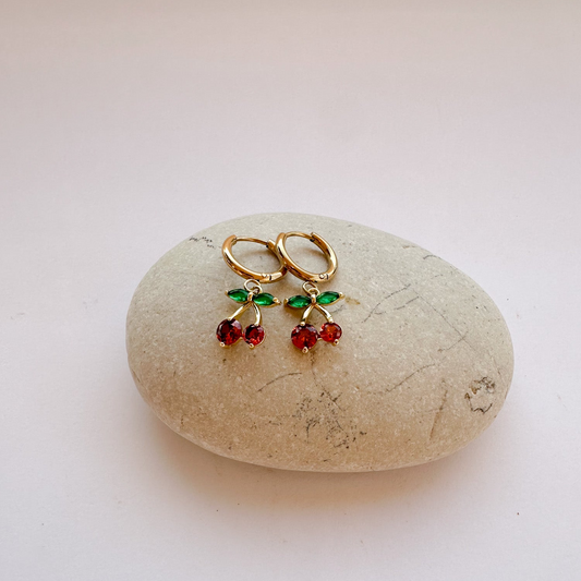 Hoop Earrings with Cherry