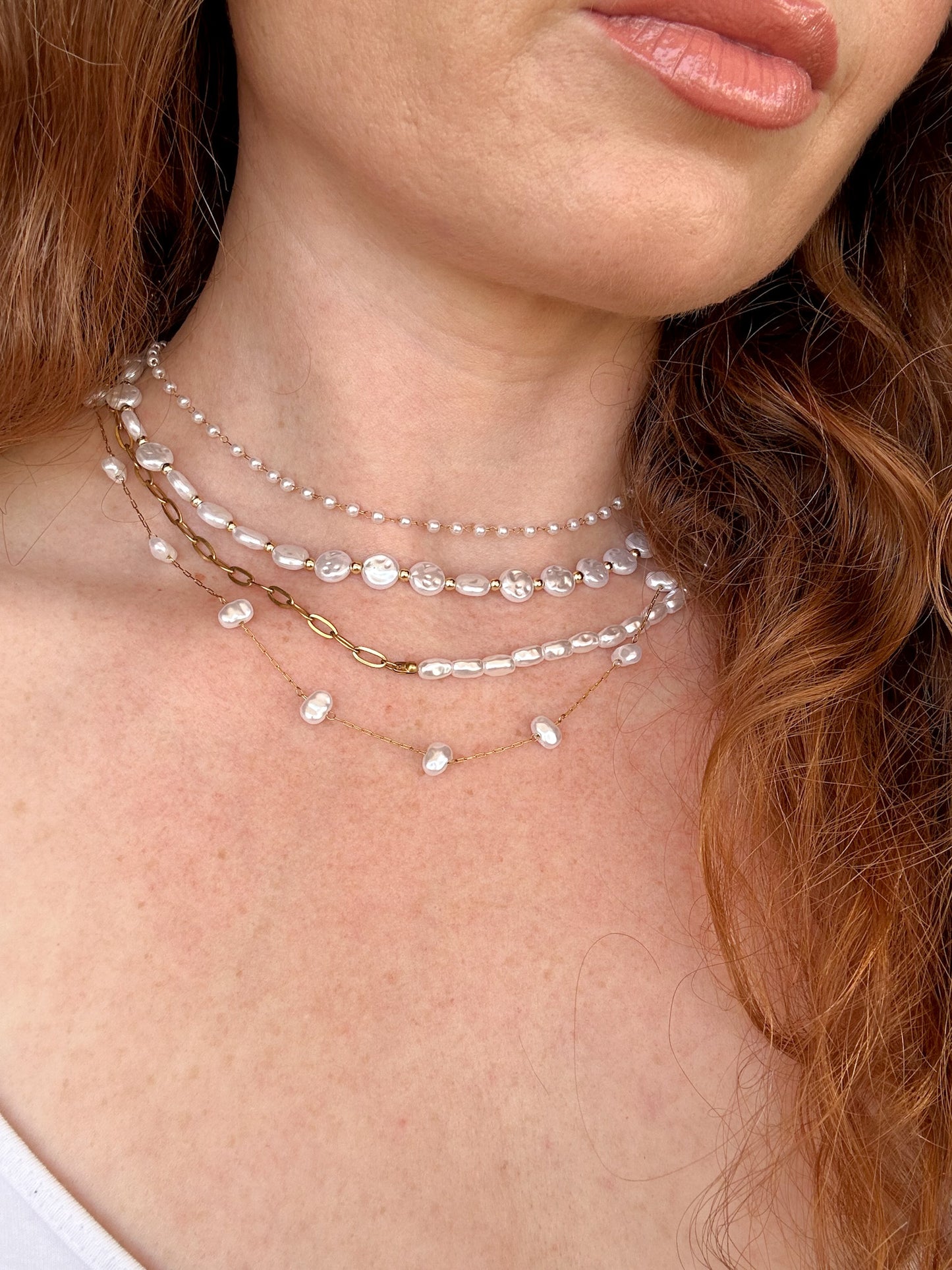 Half Pearl Half Chain Necklace